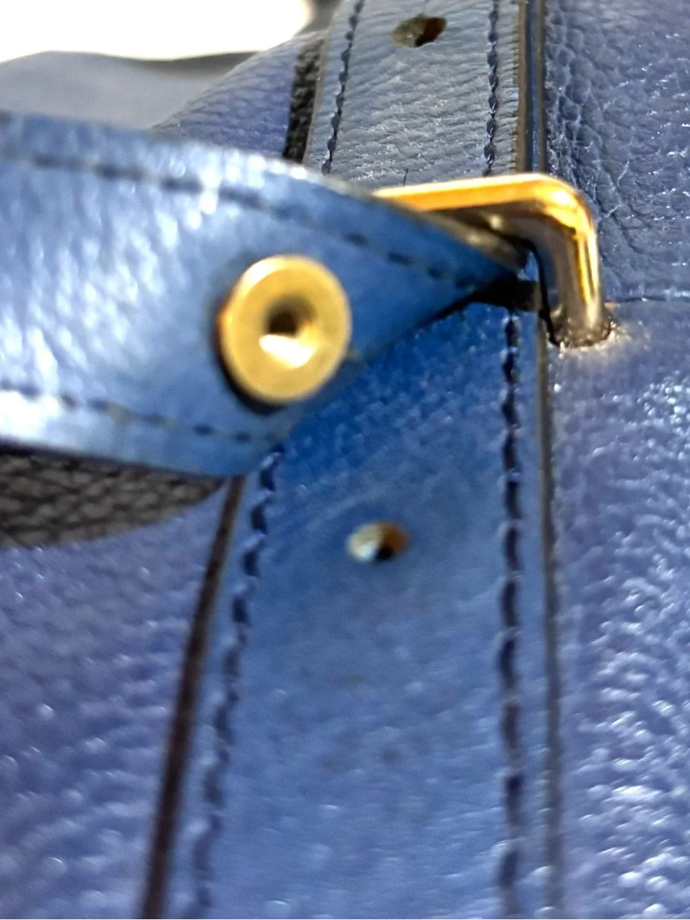 Kelsi Dagger Navy Blue distressed Leather Tote with Gold Hardware